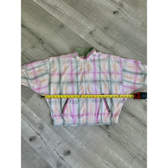 Vintage - TAIL Bomber Jacket-Green/Pink-White Plaid-size Medium - Picture 10 of 13
